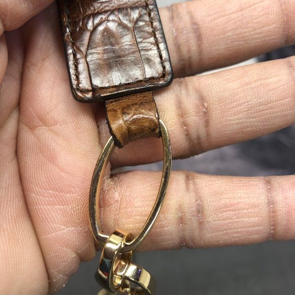 Express Womens Genuine Leather Chain Belt Medium Brown Animal Print Embossed - Picture 3 of 12